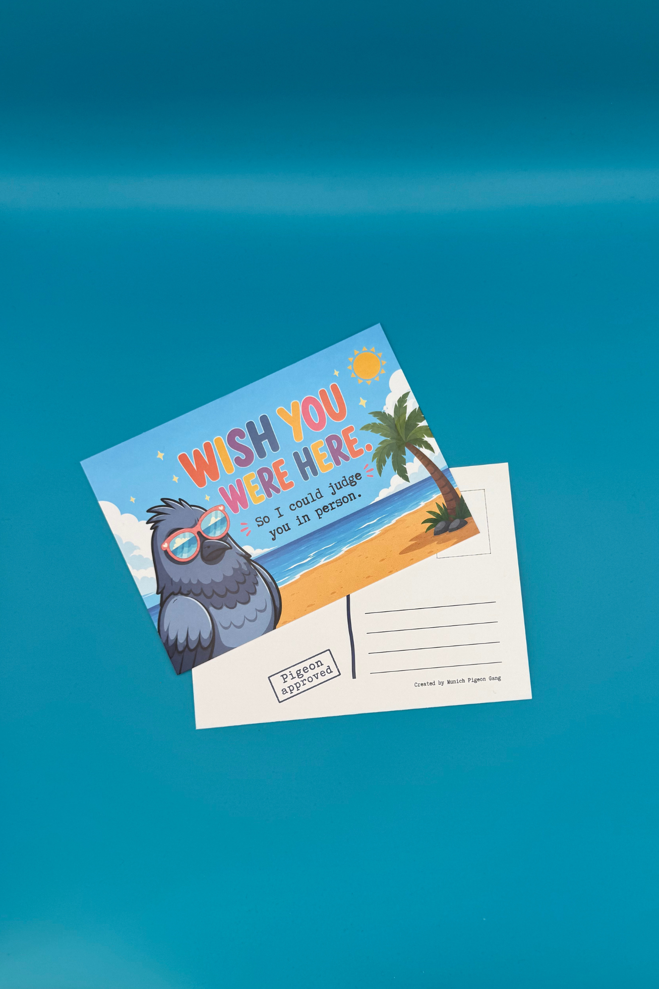 Wish You Were Here – Urlaubskarte mit Taube